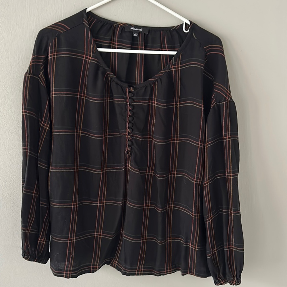 Madewell flannel plaid blouse L